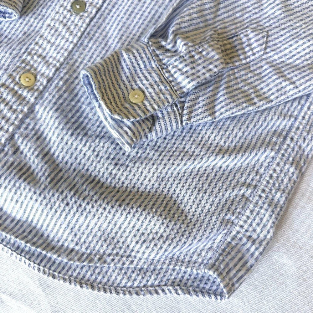 Ralph Lauren Boys Size 7 Blue White Striped‎ Oxford Shirt Pony Logo Button Down
